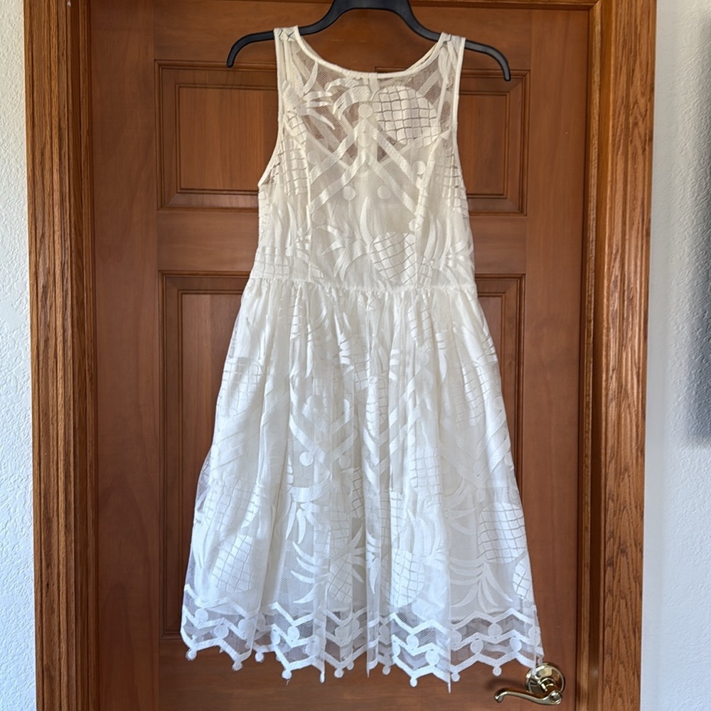 Anthropologie Maeve Pineapple Lace White Dress